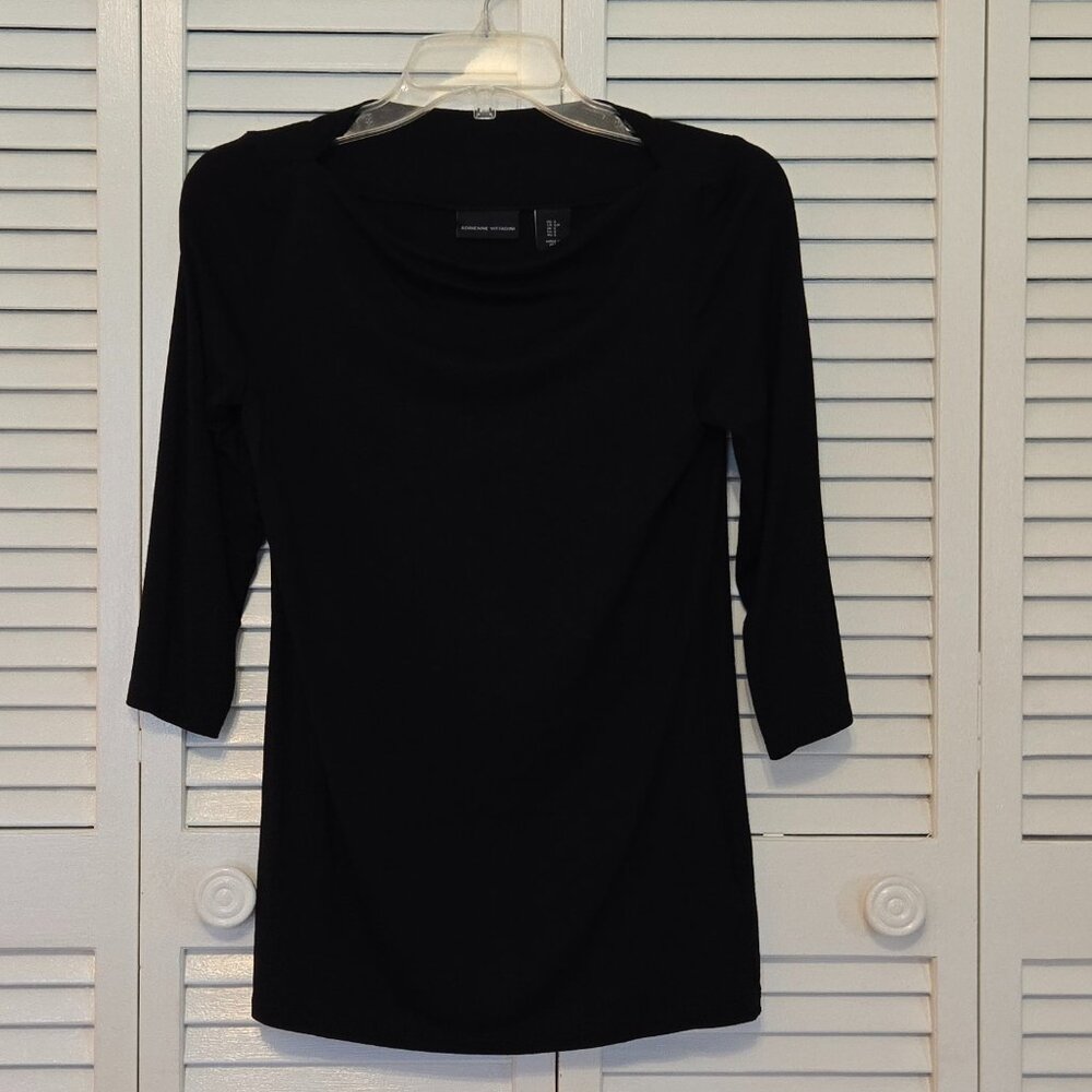 Adrienne Vittadini Black Drape Neck Top - Size S